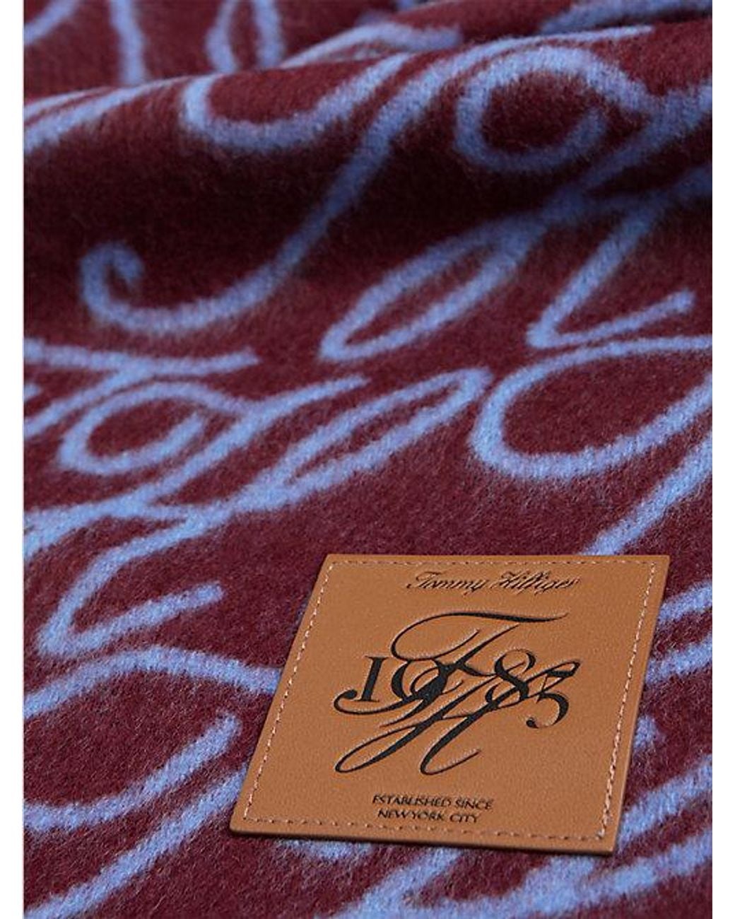 Tommy Hilfiger Purple Pure Wool Logo Print Scarf