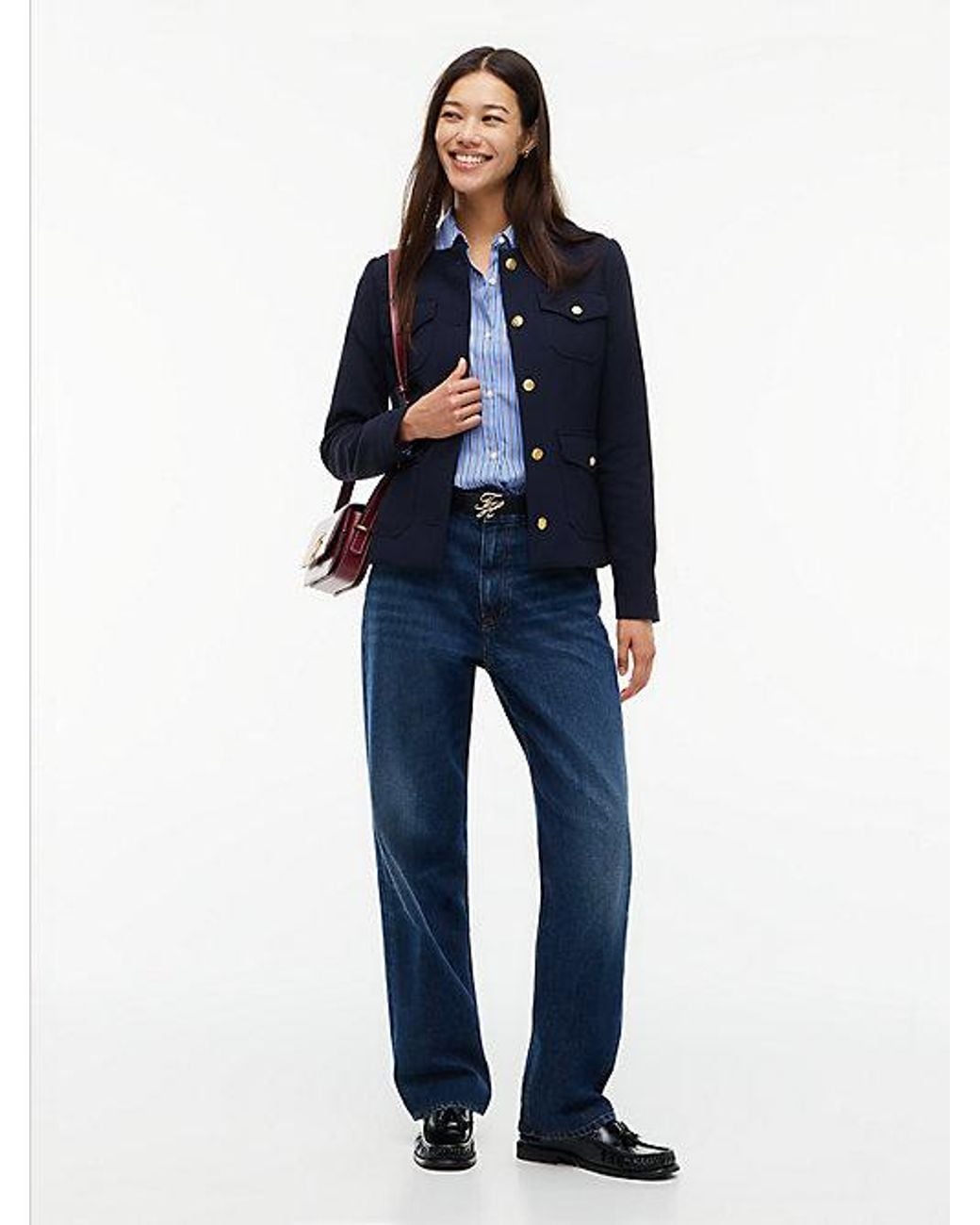 Tommy Hilfiger Blue Tone Button Collarless Slim Jacket