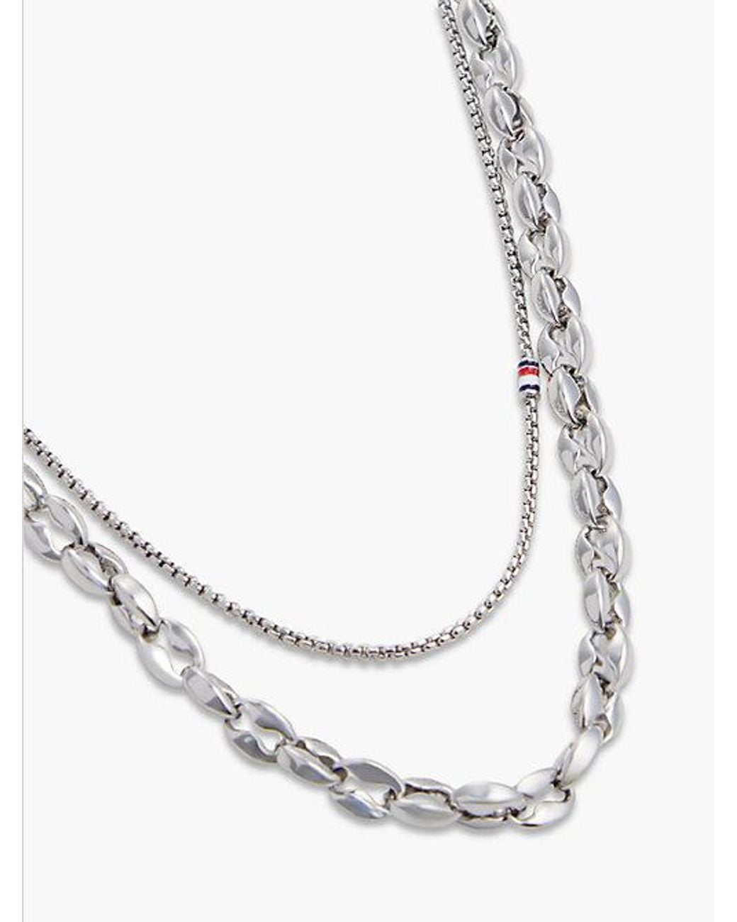 Tommy Hilfiger White Stainless Steel Double Chain Necklace