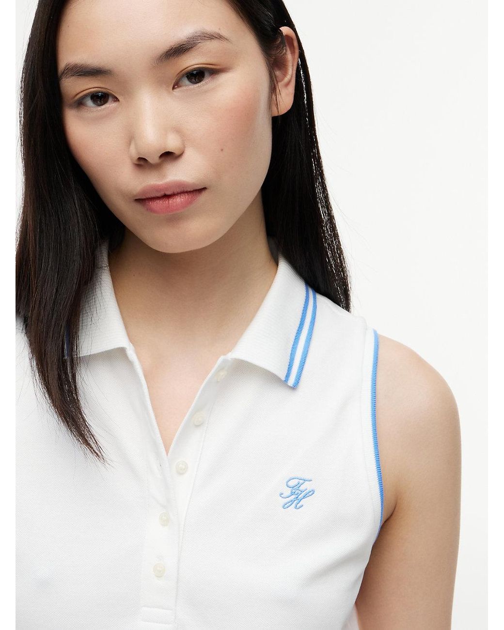Tommy Hilfiger White 1985 Slim Fit Pique Sleeveless Polo Shirt