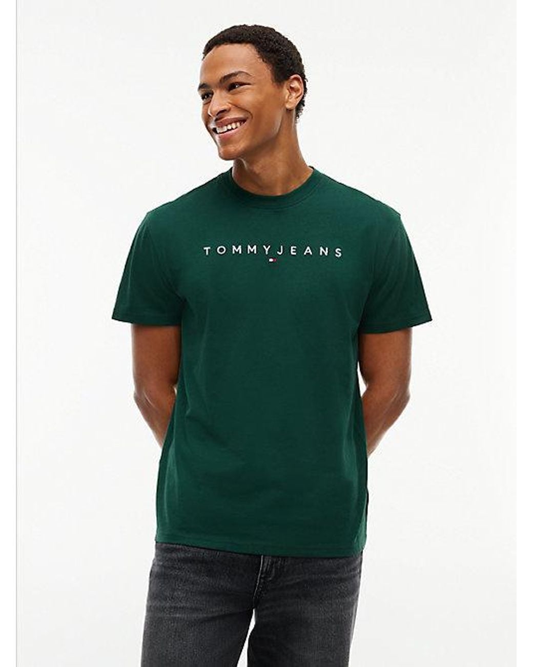 Tommy Hilfiger Green Tommy Jeans Linear Logo Jersey T-Shirt for men