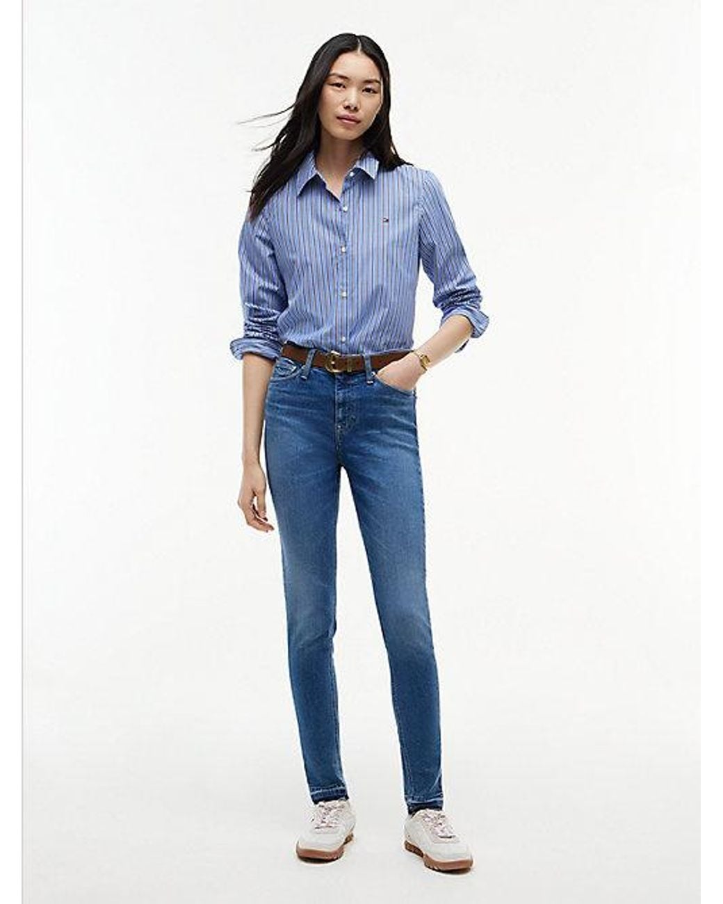 Tommy Hilfiger Blue Tommy Jeans Nora Mid Rise Skinny Whiskered Jeans