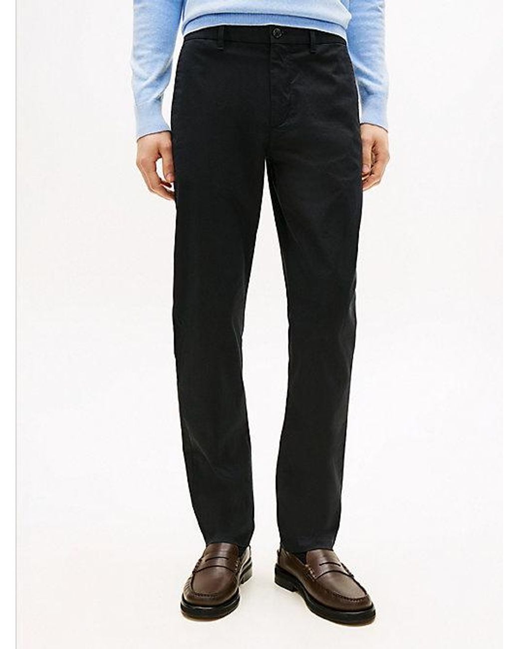 Tommy Hilfiger Blue Denton Textured Print Straight Leg Chinos for men