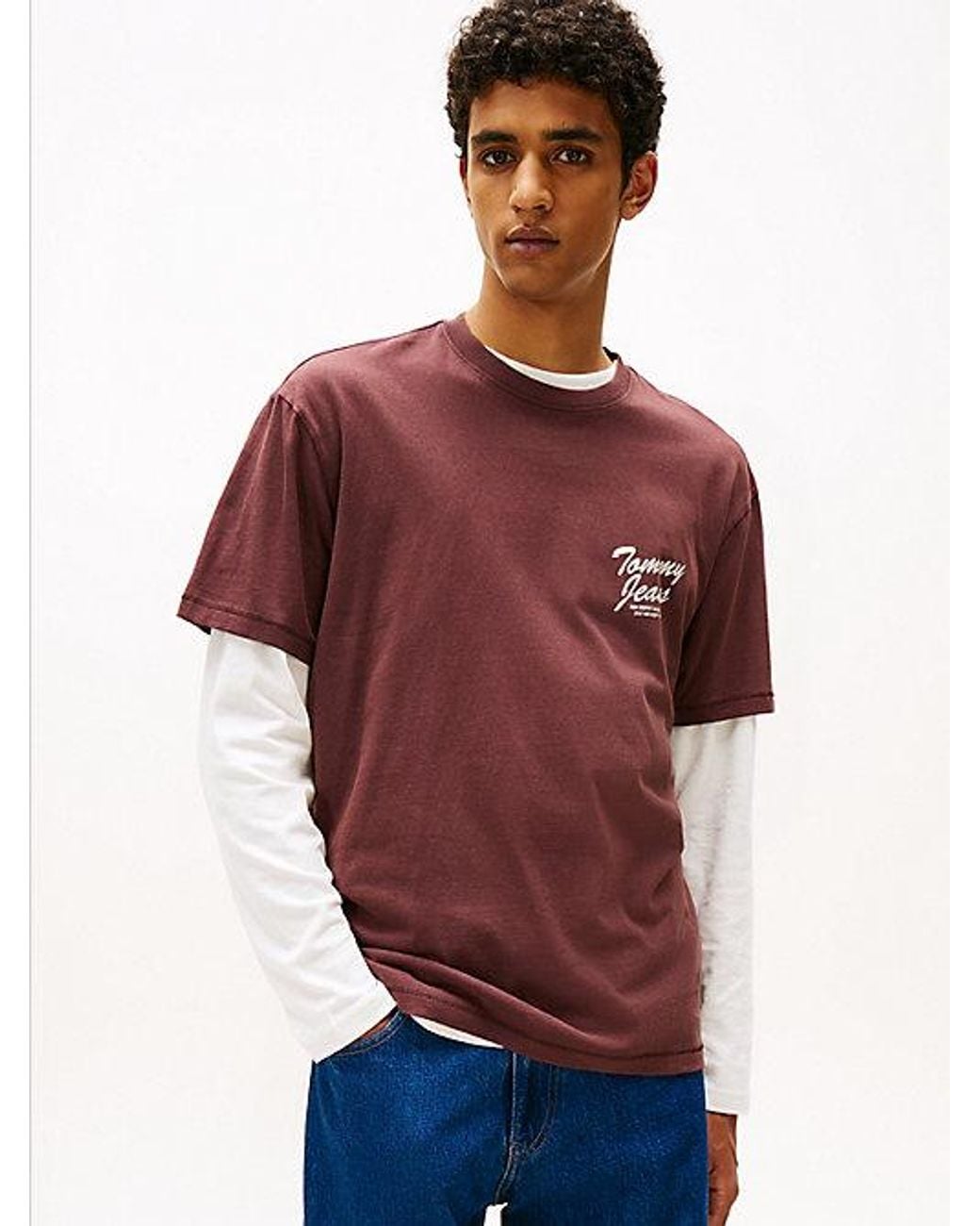 Tommy Hilfiger Red Back Graphic Relaxed Crew Neck T-Shirt for men
