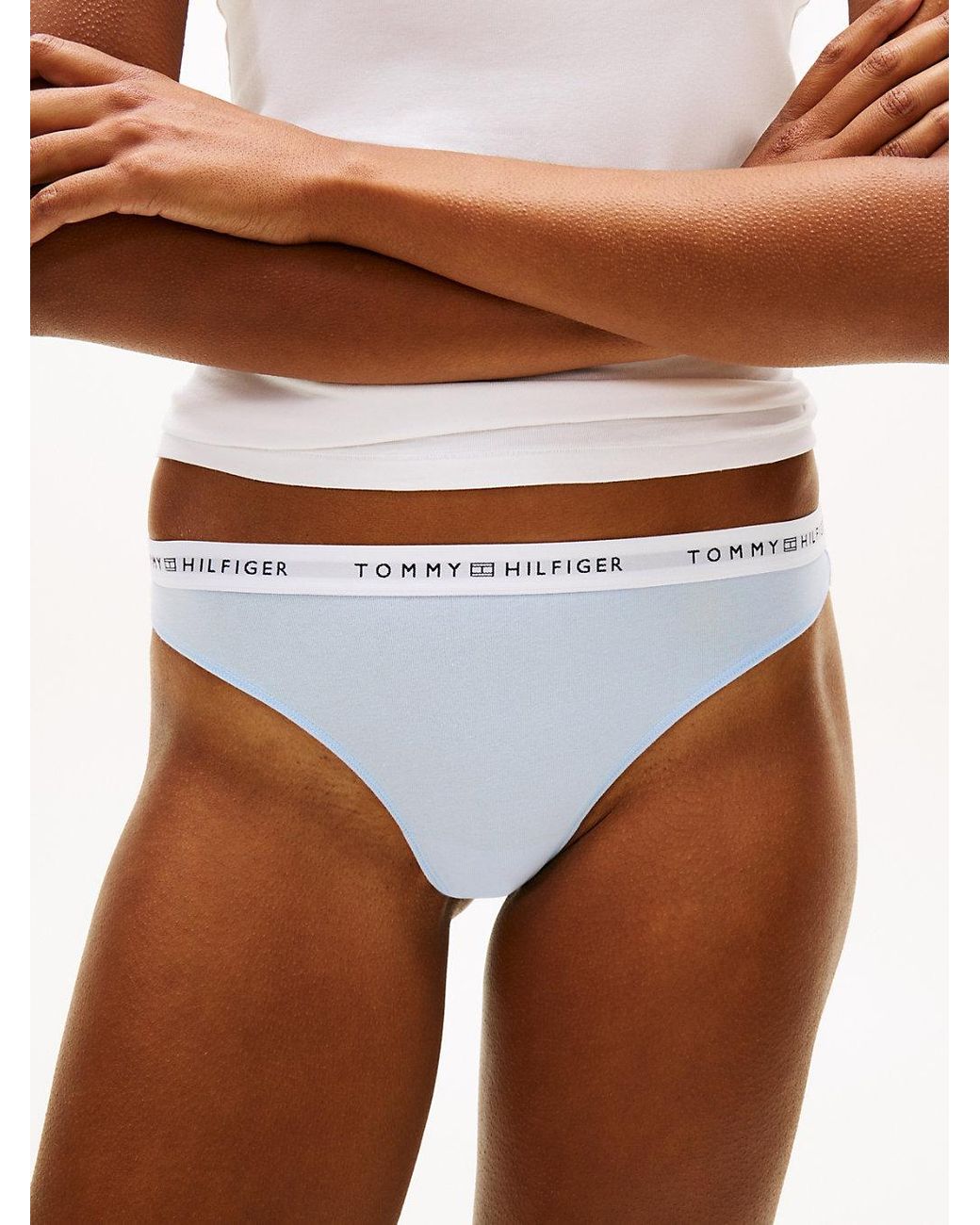 Tommy Hilfiger White Repeat Logo Waistband Thong