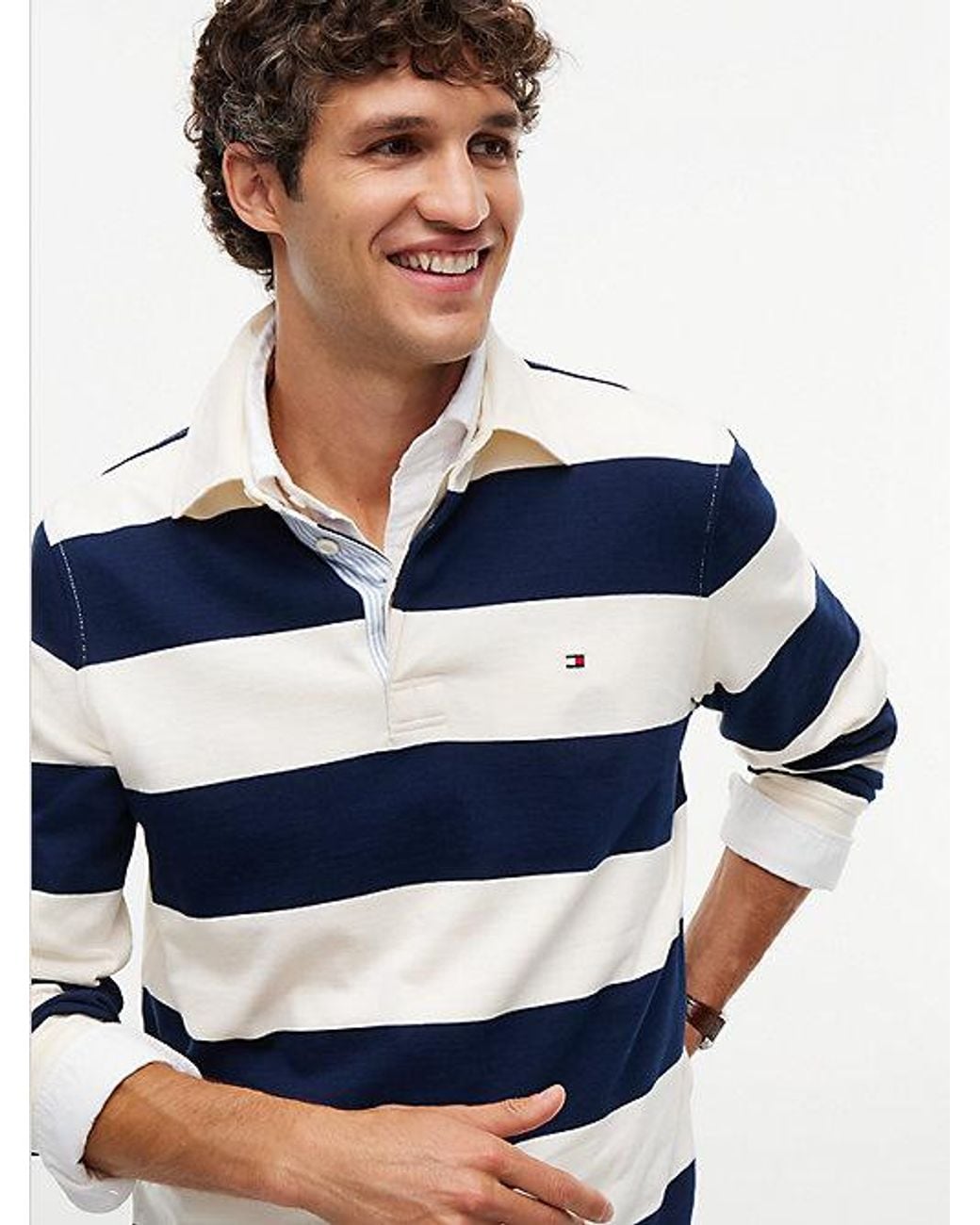 Tommy Hilfiger Blue Rugby Stripe Jersey Sweatshirt for men