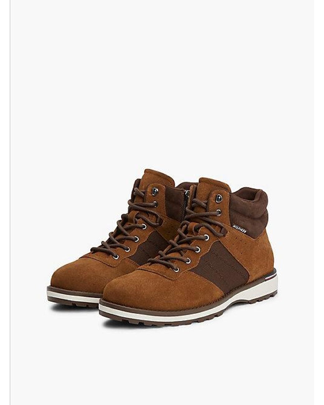 Tommy Hilfiger Brown Suede Outdoor Cleat Mesh Panel Boots for men