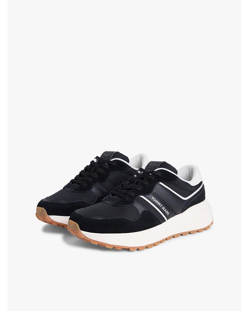 Tommy Hilfiger Black Suede Cleat Mixed Texture Trainers