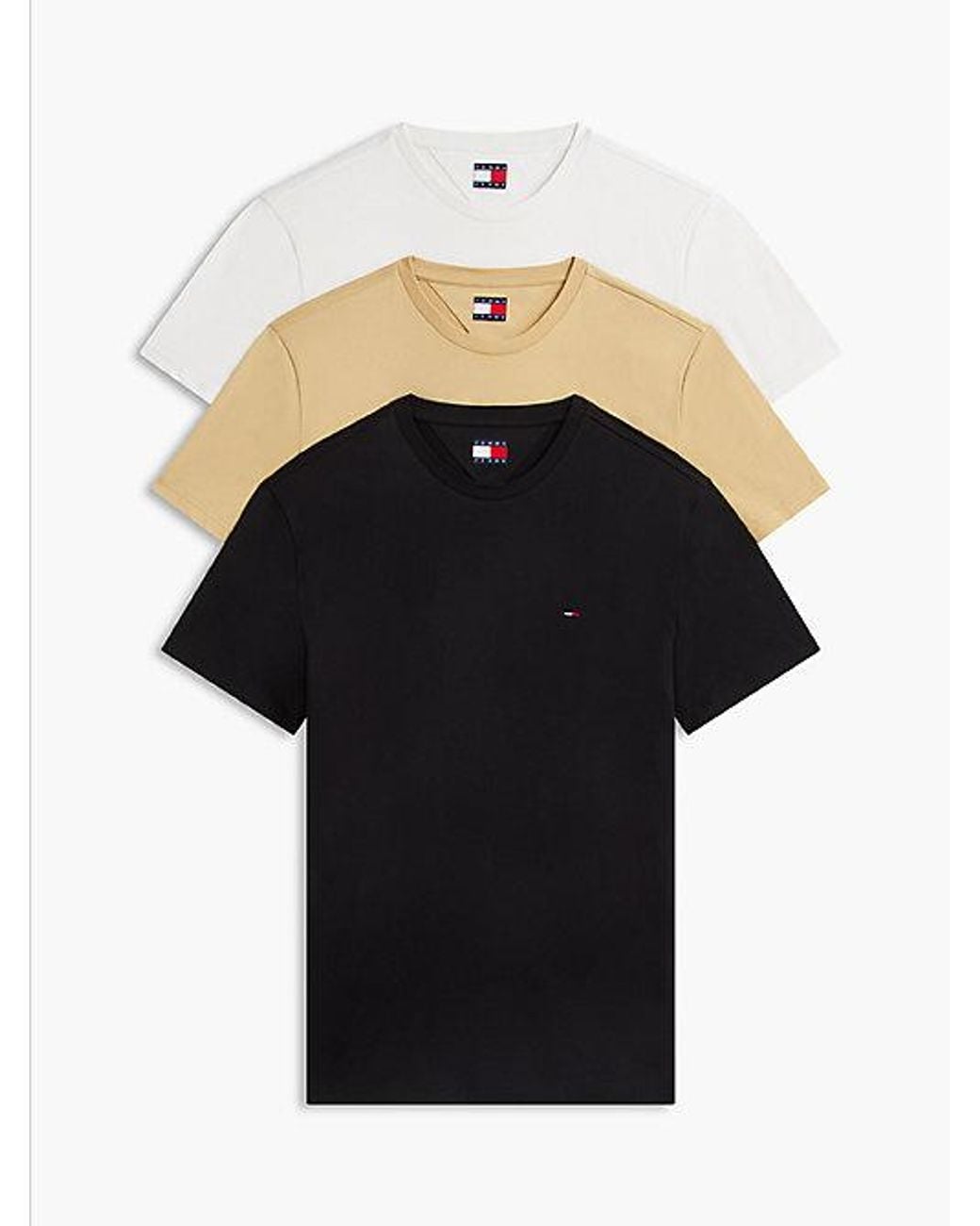 Tommy Hilfiger Black 3 Pack Tommy Flag Extra Slim T-Shirts for men