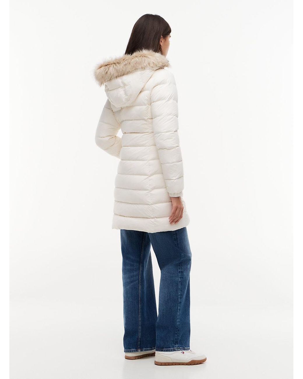 Tommy Hilfiger Blue Slim Shiny Down Hooded Coat