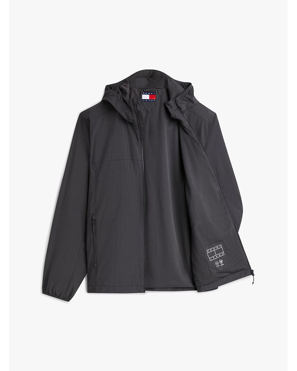 Tommy Hilfiger Gray Packable Ripstop Relaxed Hooded Jacket for men