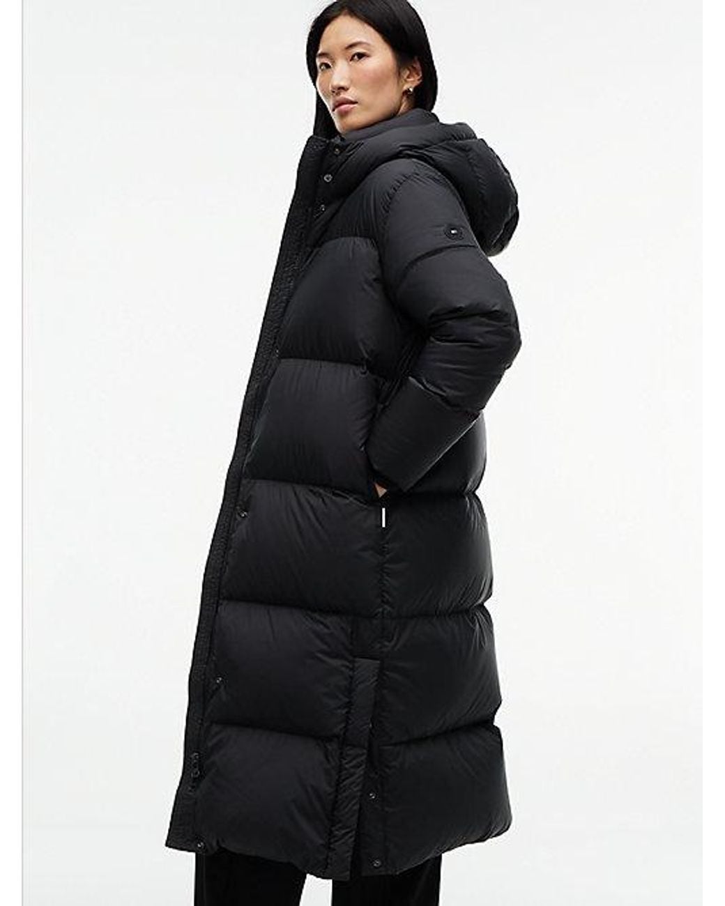 Tommy Hilfiger Black Water Repellent Down Hooded Longline Coat