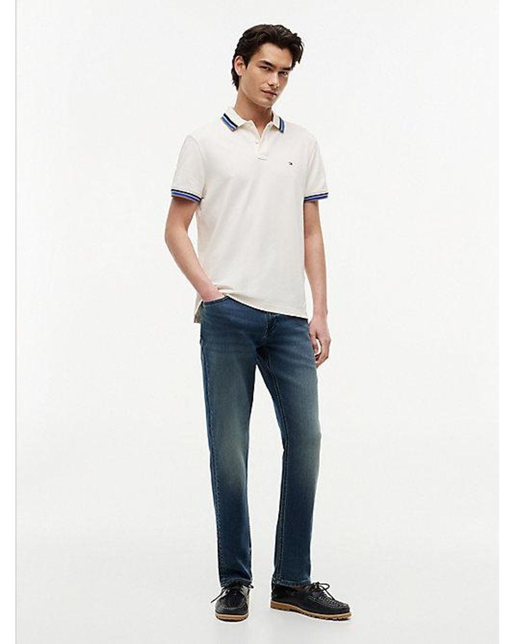 Tommy Hilfiger White Regular Fit Tipped Polo Shirt for men