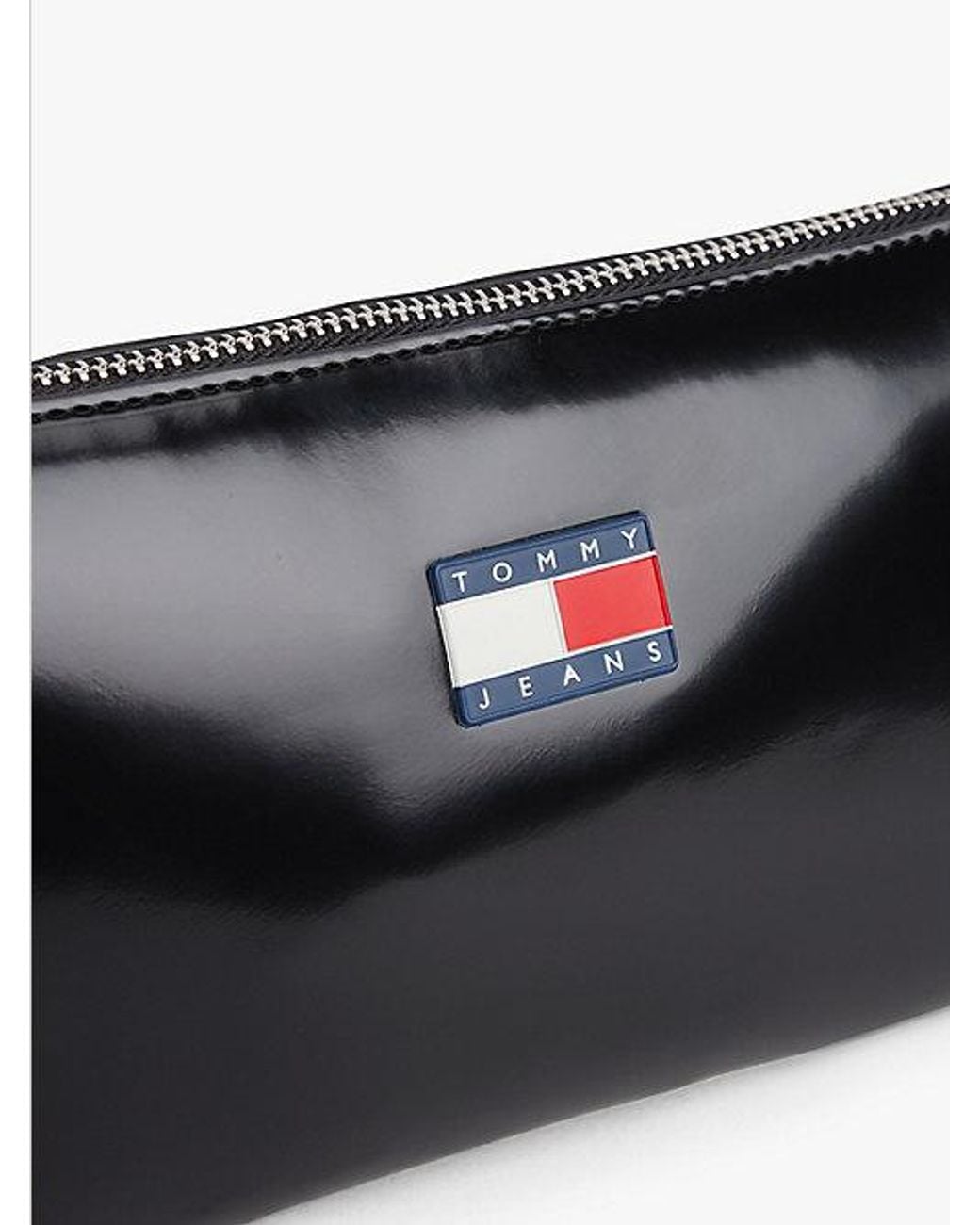 Tommy Hilfiger Black Essential Logo Shiny Shoulder Bag