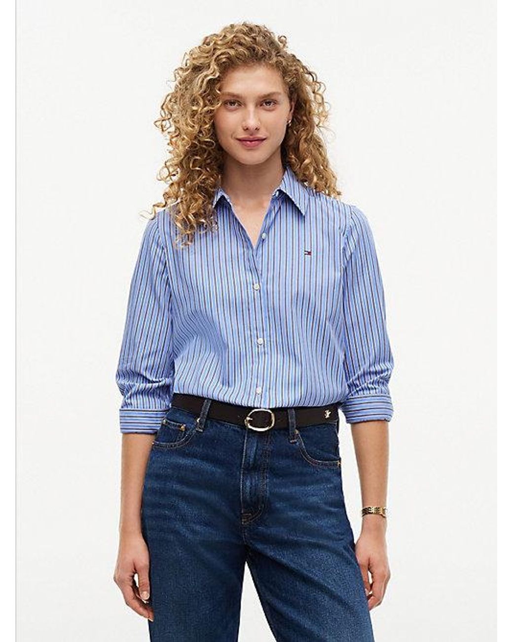 Tommy Hilfiger Blue Regular Fit Flag Embroidery Poplin Shirt