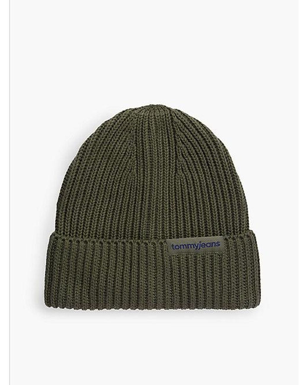 Tommy Hilfiger Green Tommy Jeans Linear Logo Rib Knit Beanie for men