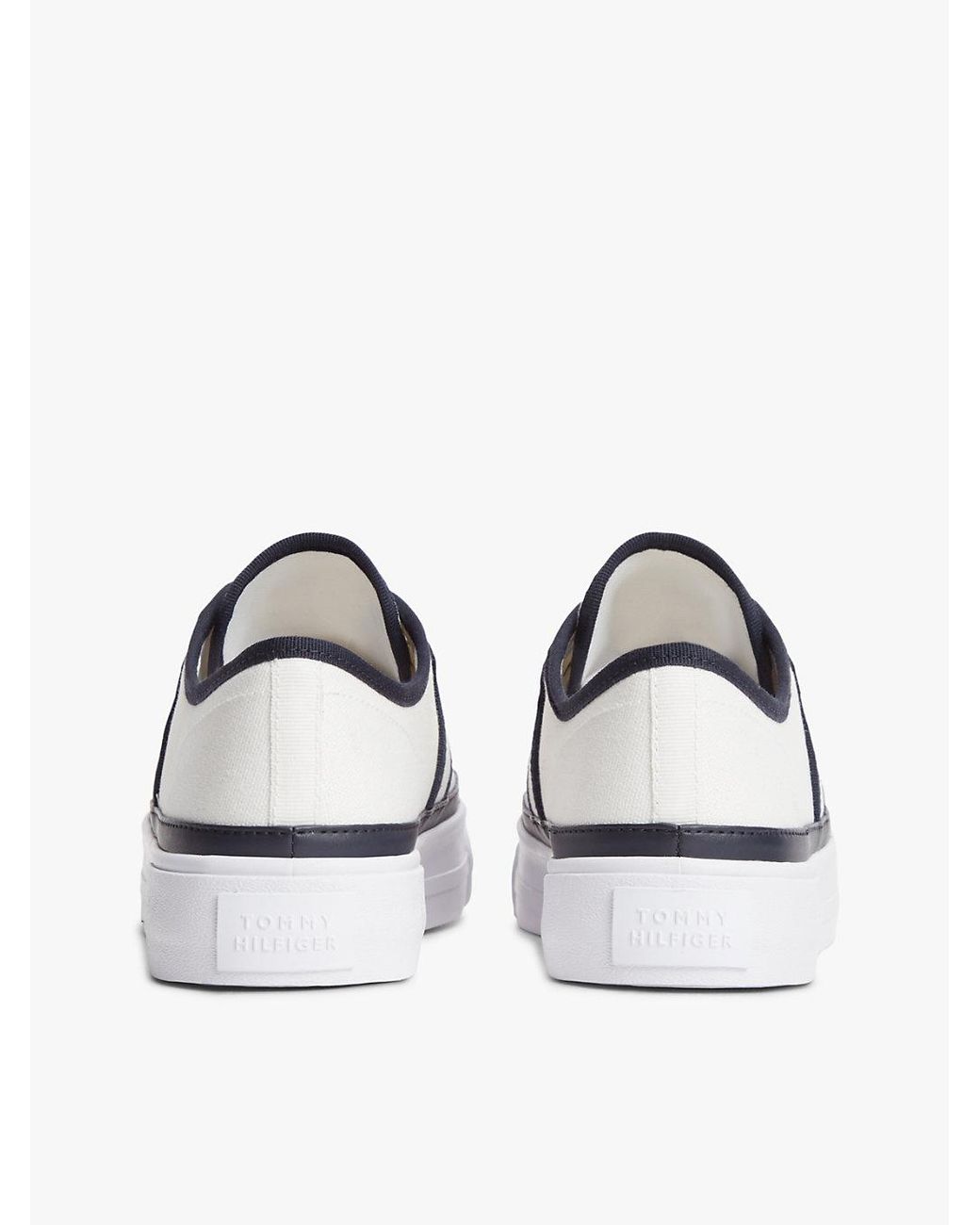 Tommy Hilfiger White Contrast Piping Canvas Platform Trainers