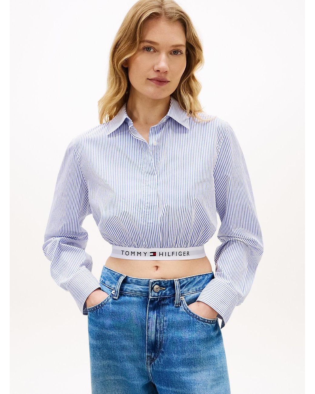Chemise Courte À Ceinture Élastique Tommy Hilfiger en coloris Blue