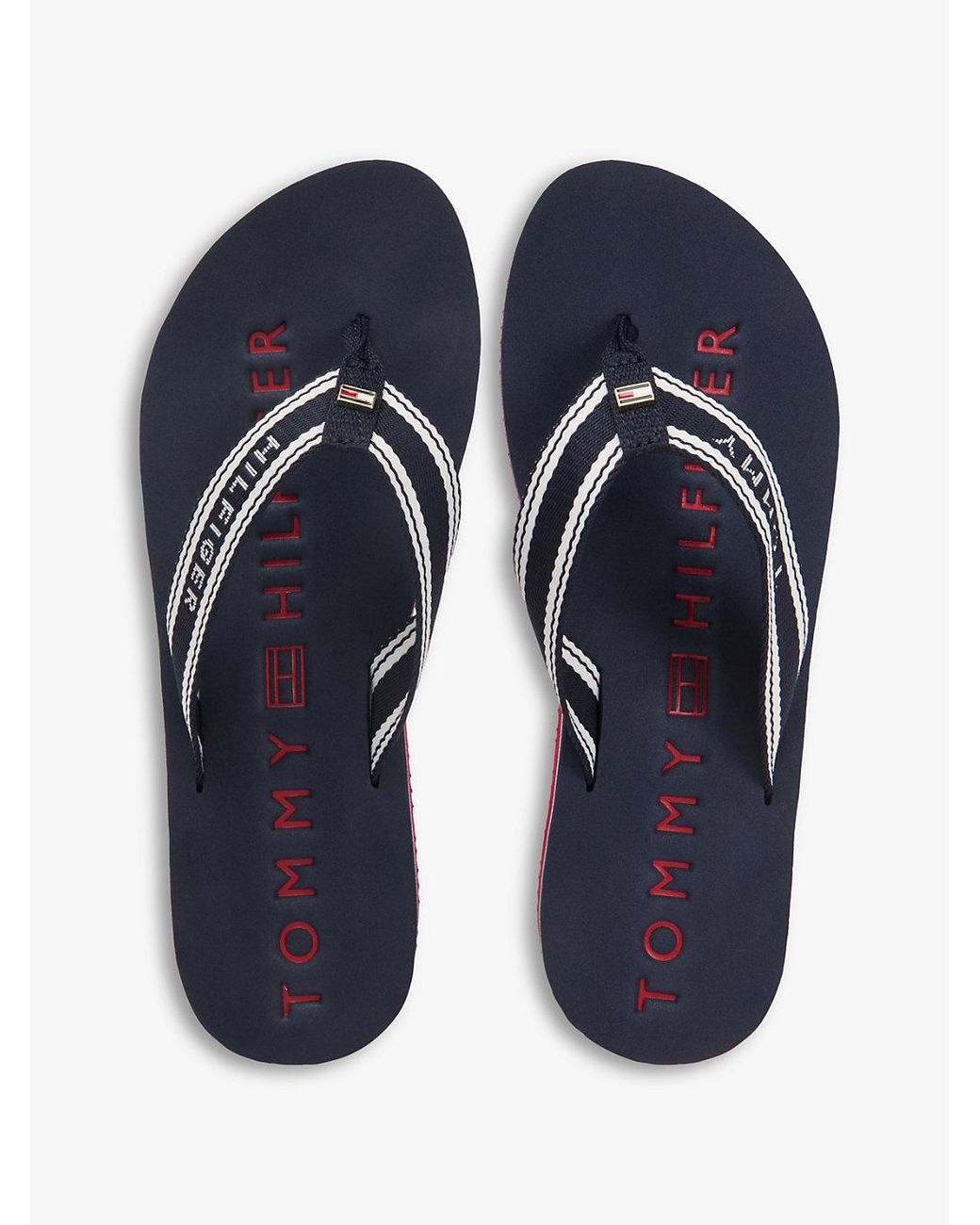 Tommy Hilfiger White Webbing Strap Signature Flip-Flops