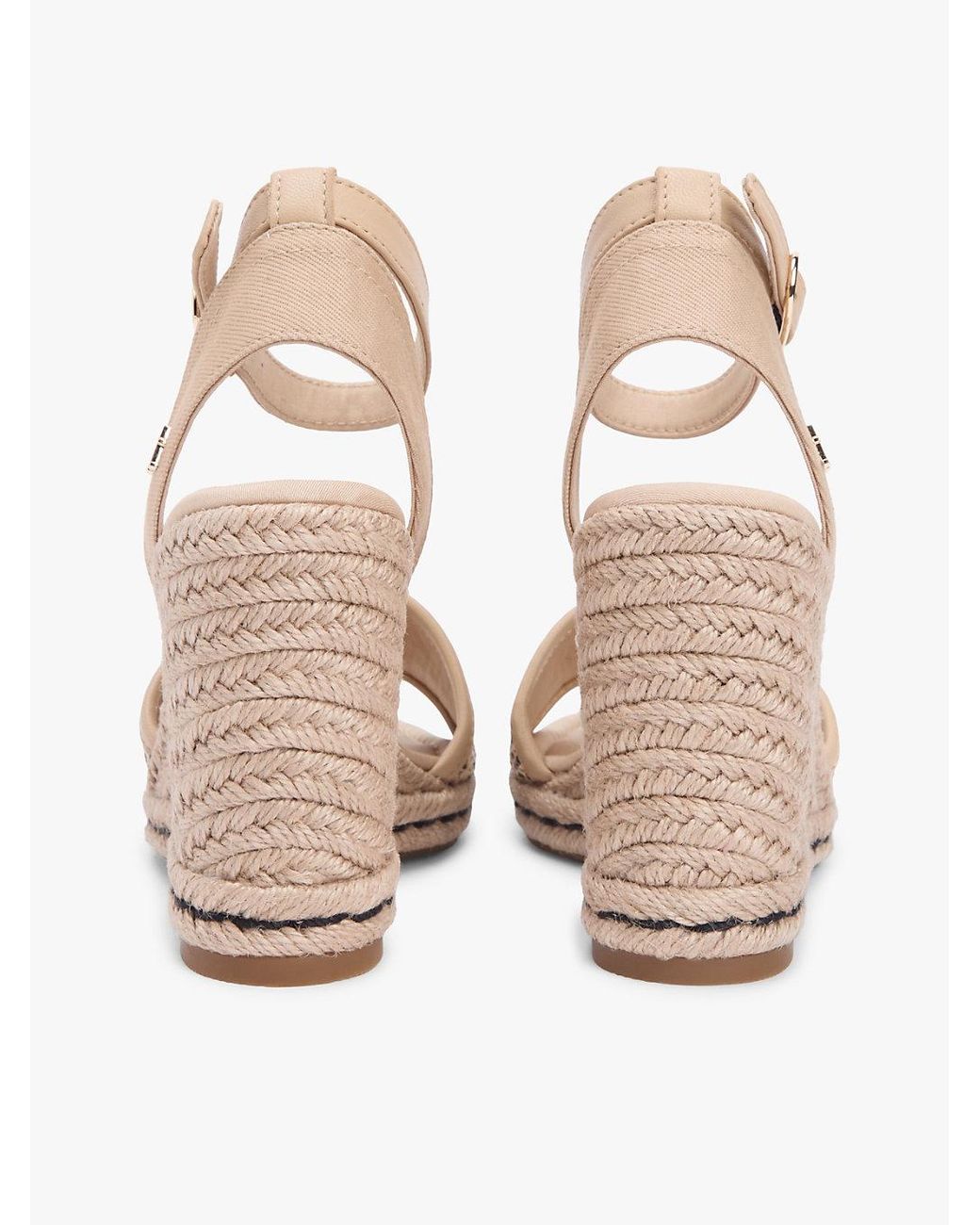 Tommy Hilfiger Natural Raffia Strap High Wedge Espadrilles
