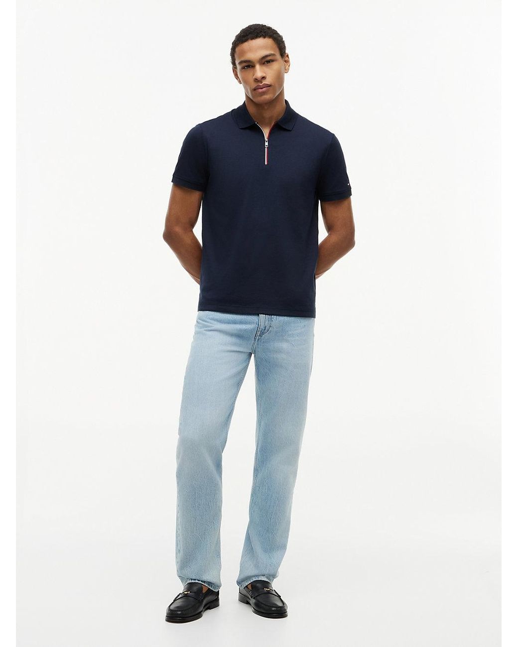 Tommy Hilfiger Blue Regular Fit Fluid Cotton Polo Shirt for men