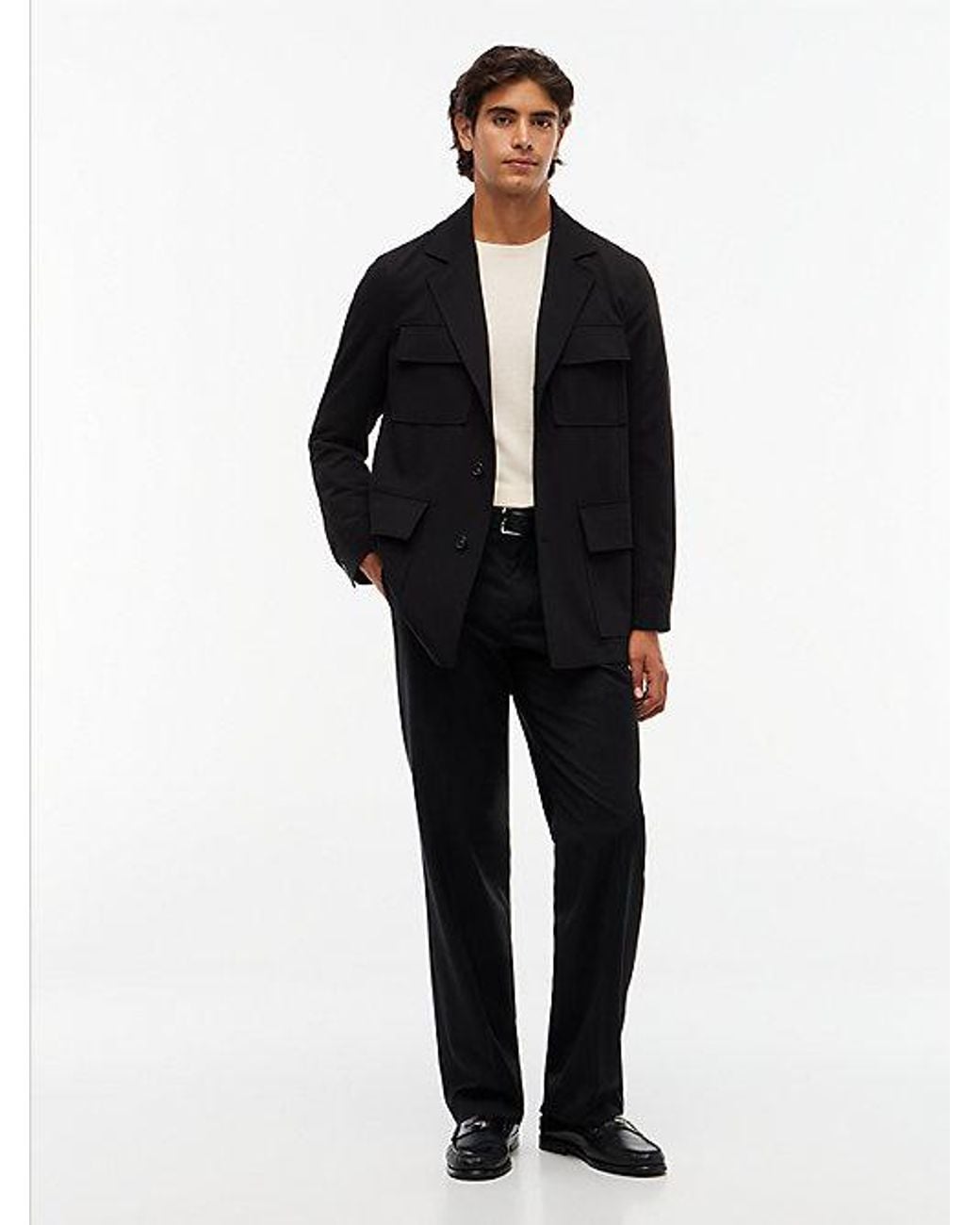 Tommy Hilfiger Blue Tech Twill Single Breasted Coat for men