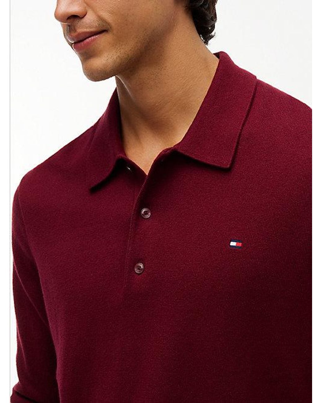 Tommy Hilfiger Red Regular Fit Polo Jumper With Cashmere for men