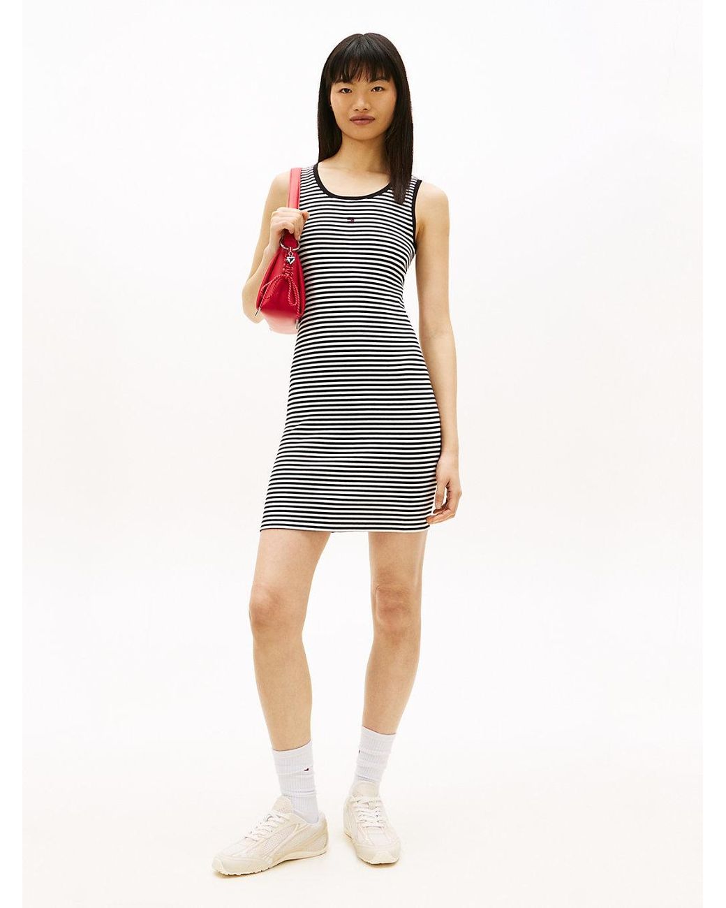 Tommy Hilfiger Multicolor Ribbed Sleeveless Slim Mini Bodycon Dress