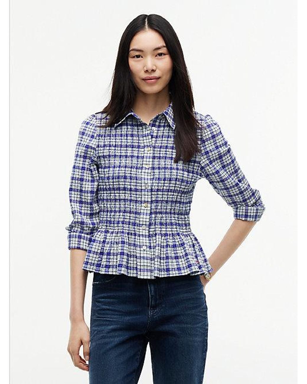 Tommy Hilfiger Blue Slim Fit Smock Seersucker Shirt