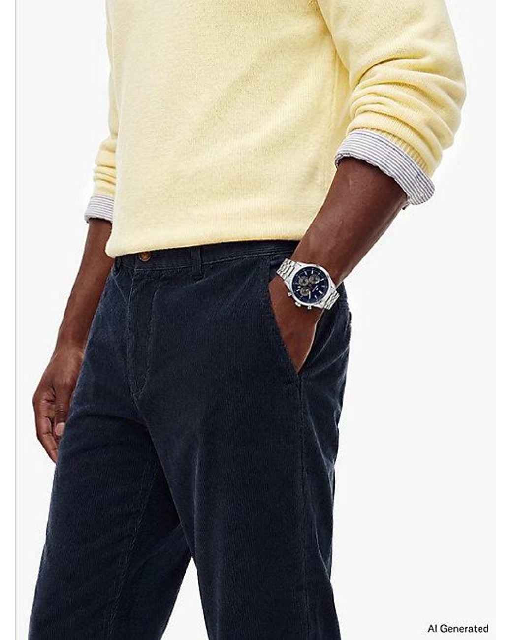 Tommy Hilfiger Blue Denton Slim Straight Fine Corduroy Chinos for men