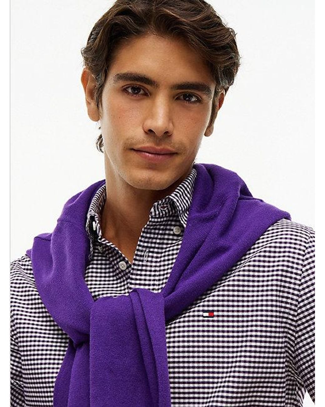 Tommy Hilfiger Purple Regular Fit Gingham Check Oxford Shirt for men