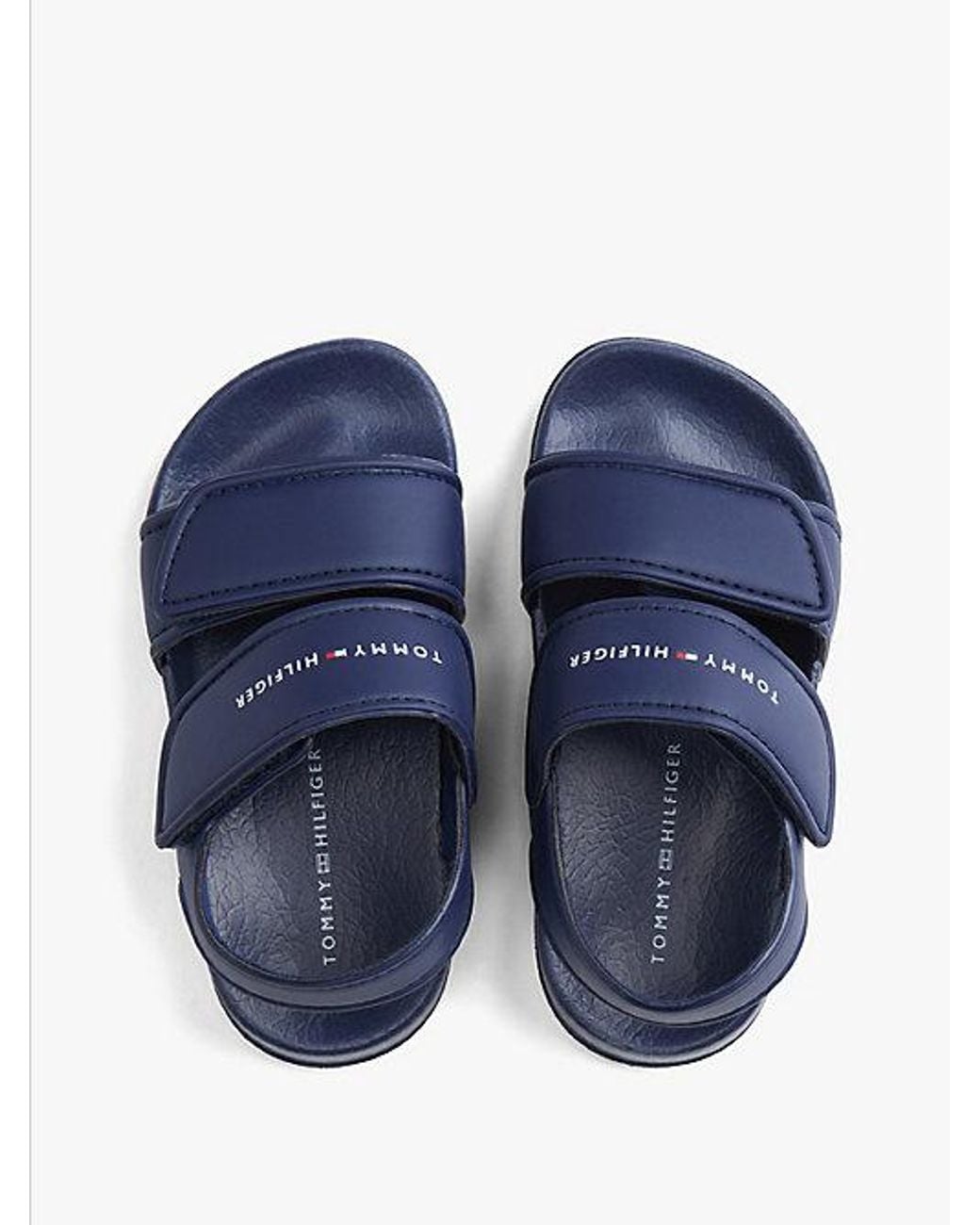 Tommy Hilfiger Blue Logo Double Hook And Loop Sandals