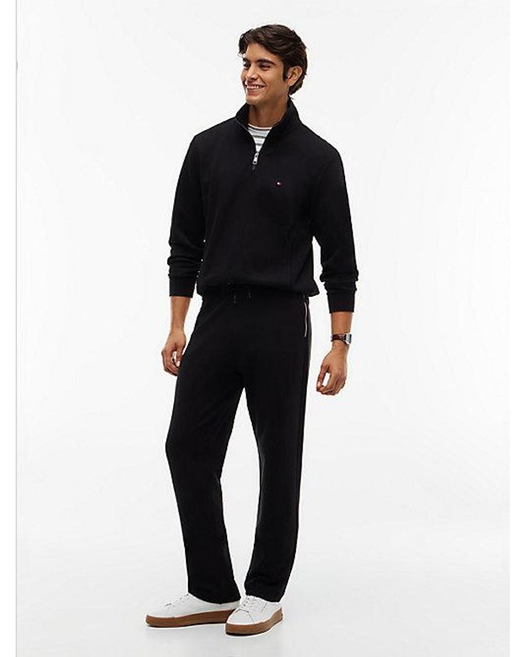 Tommy Hilfiger Black Global Stripe Pocket Terry Joggers for men