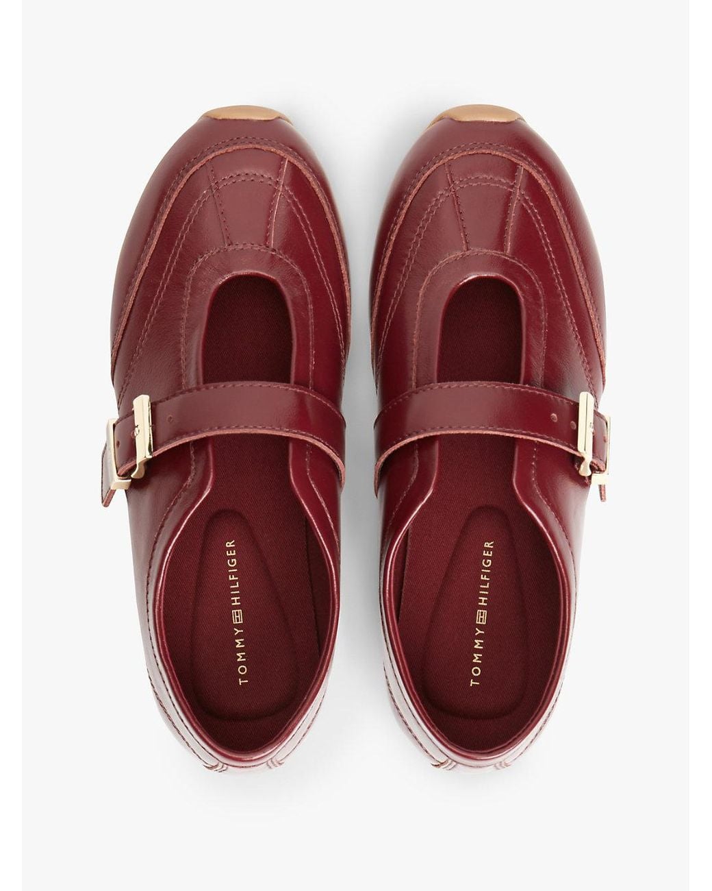 Tommy Hilfiger Red Leather Mary Jane Trainers