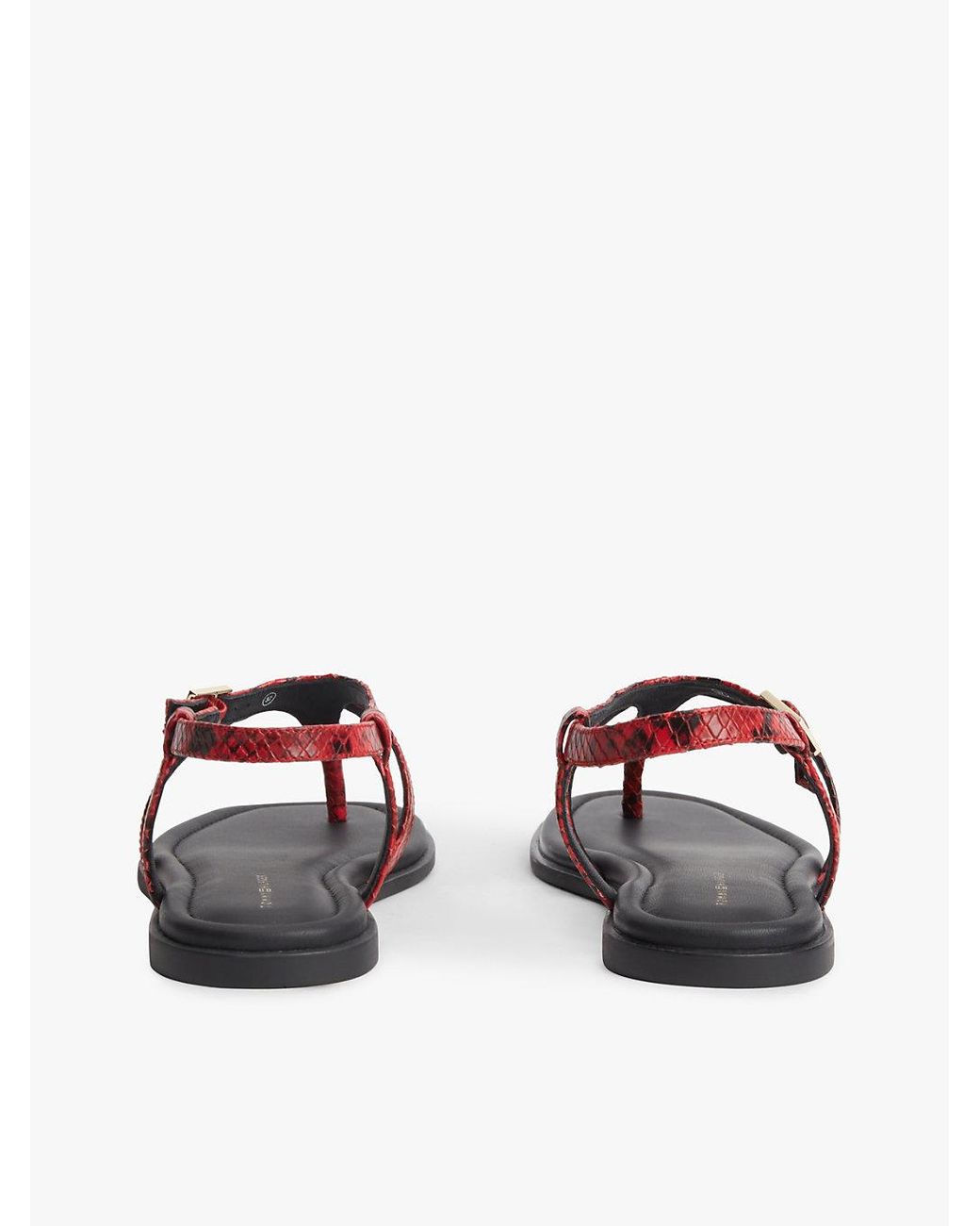 Tommy Hilfiger White Leather Strap Snake Print Toe Post Sandals