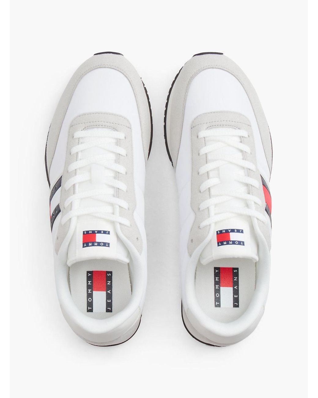 Tommy Hilfiger White Logo Mixed Texture Trainers for men