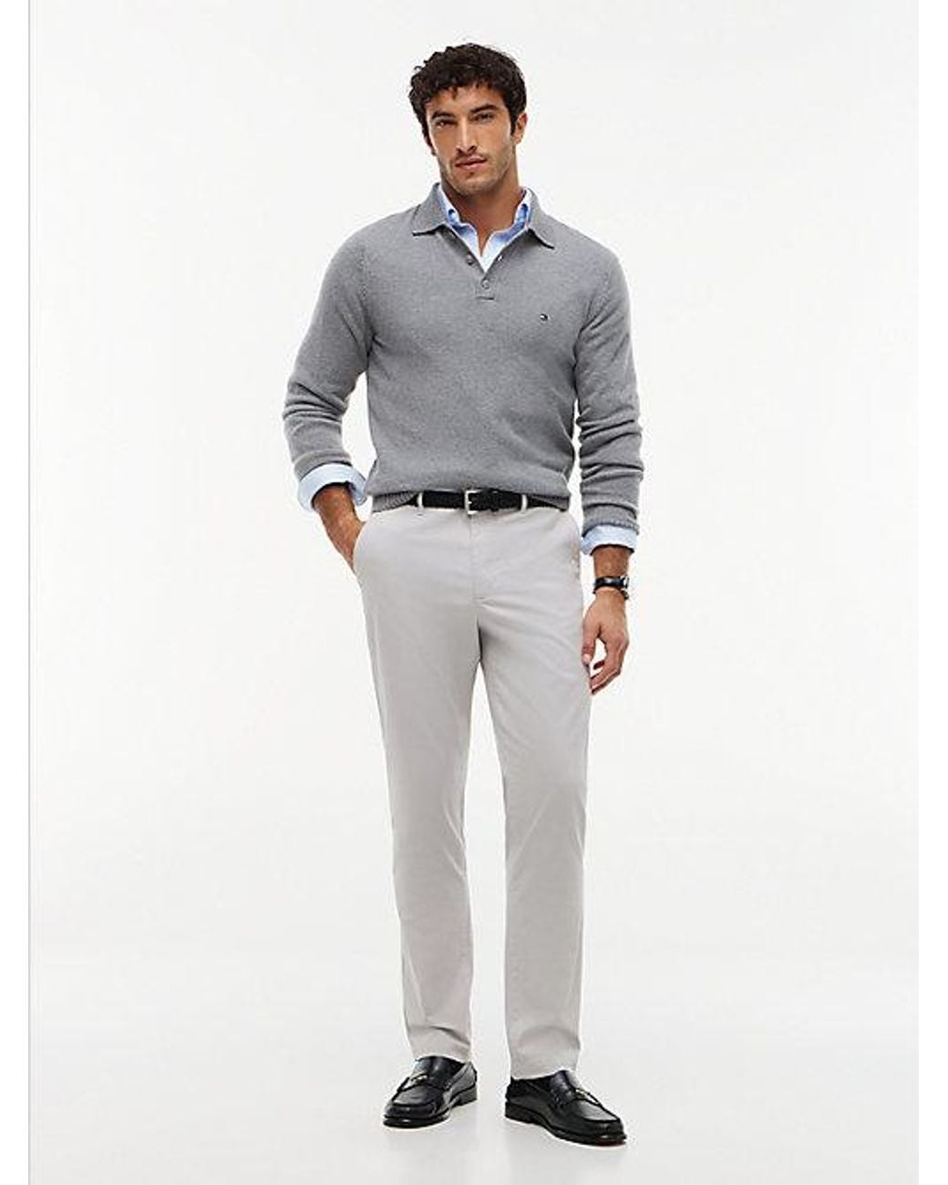 Tommy Hilfiger Gray 1985 Denton Slim Straight Leg Chinos for men