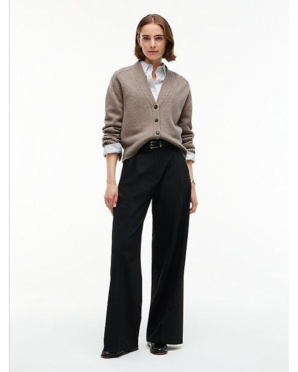 Tommy Hilfiger Gray Cashmere Blend Relaxed V Neck Cardigan