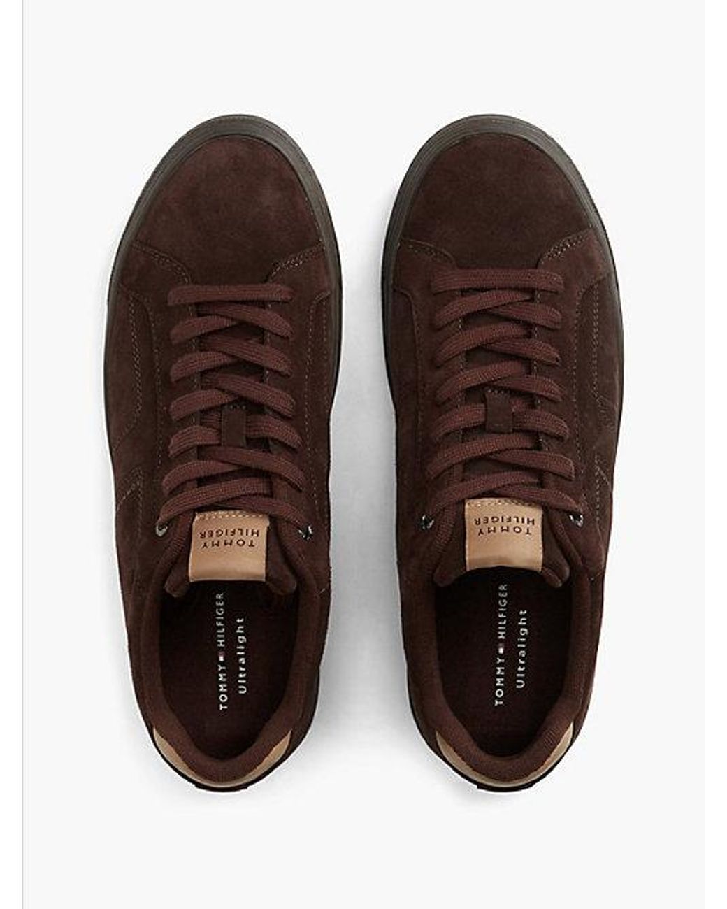 Tommy Hilfiger Brown Suede Metallic Logo Lightweight Court Trainers for men