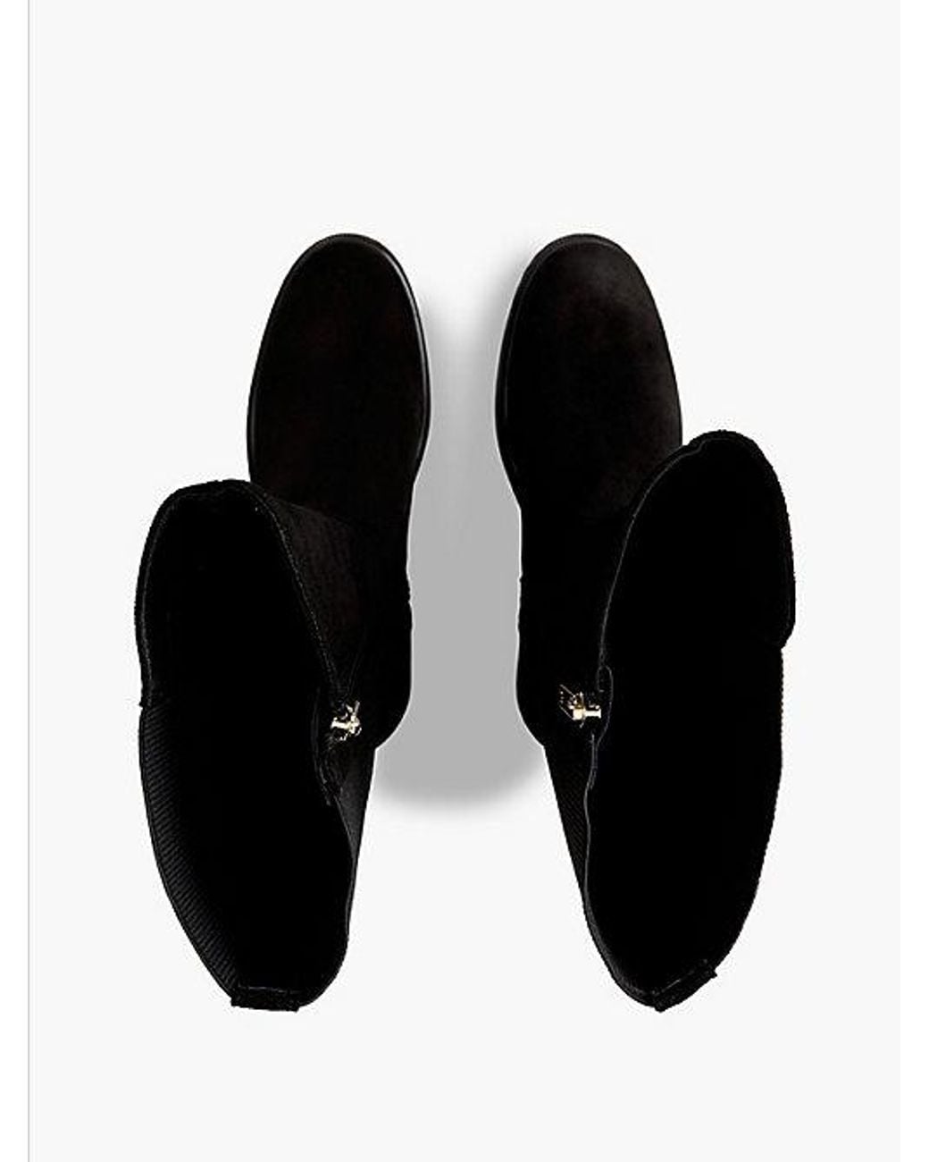 Tommy Hilfiger Black Enamel Flag Suede High Chelsea Boots