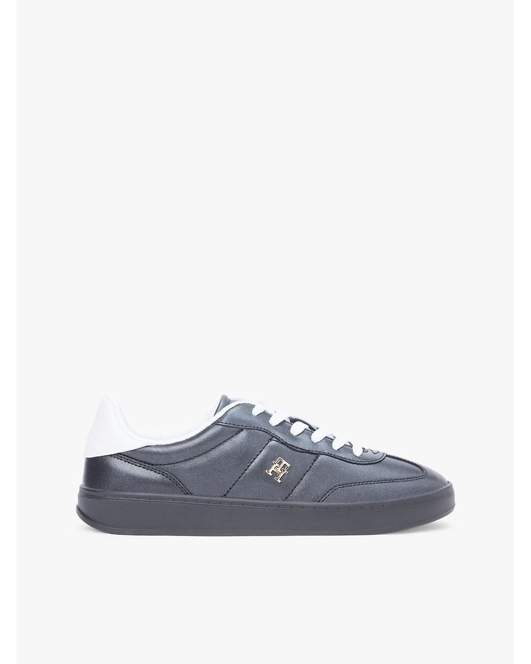 Tommy Hilfiger Blue Th Monogram Metallic Trainers With Leather