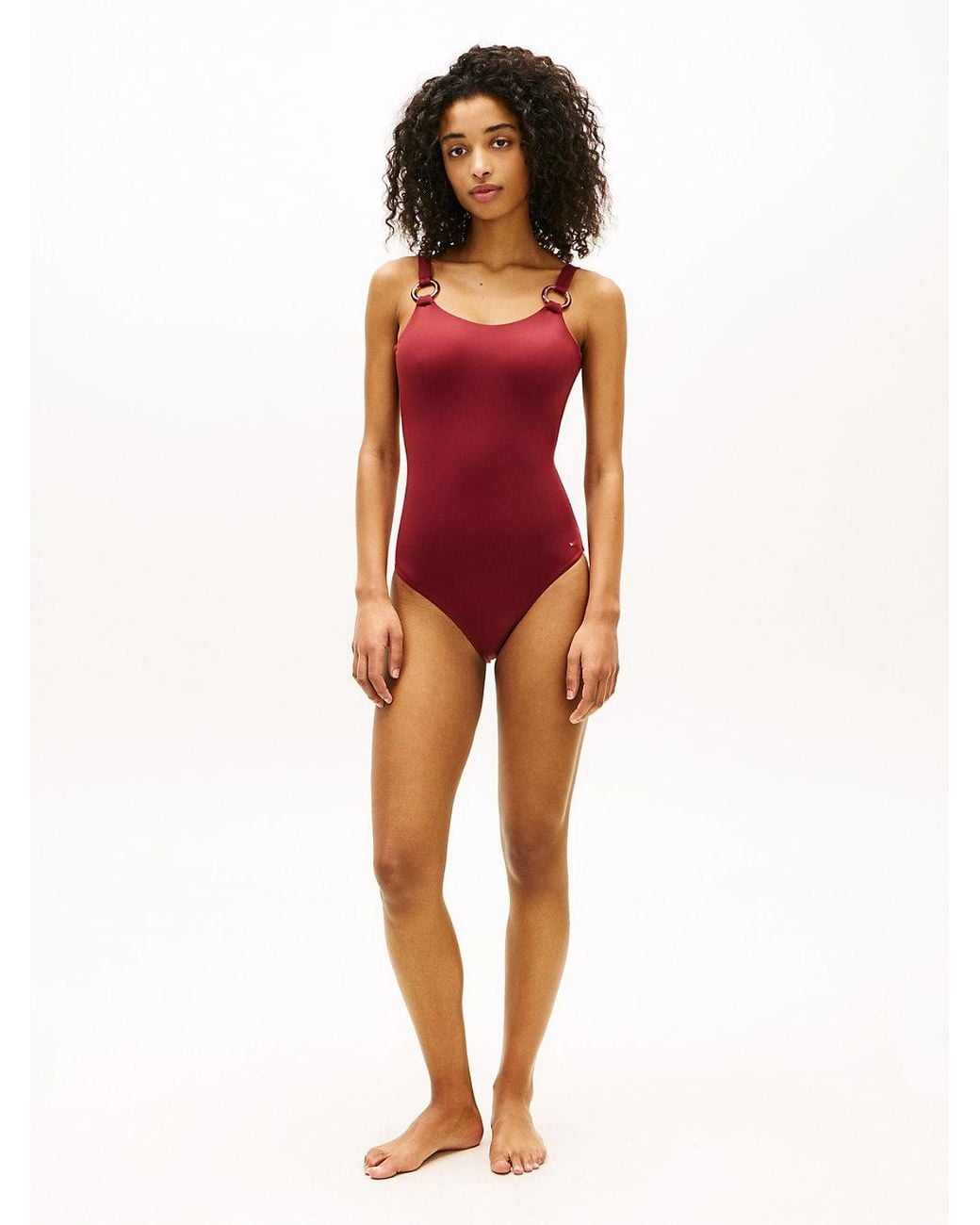 Maillot De Bain Dos Nu À Anneaux Écaille Tommy Hilfiger en coloris Red