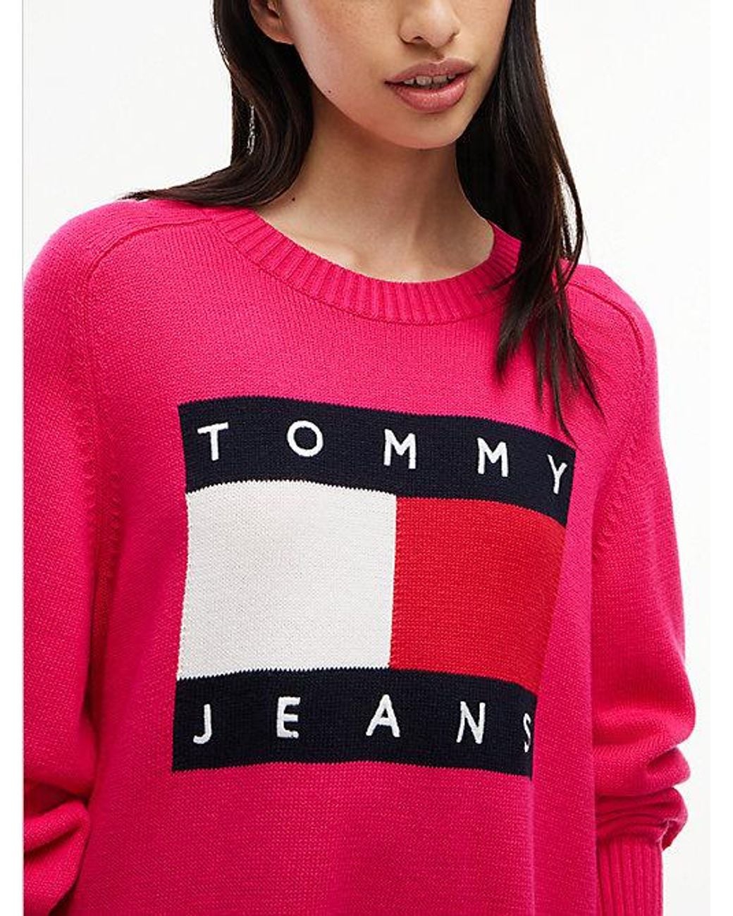 Tommy Hilfiger Pink Oversized Mini Jumper Dress With Wool