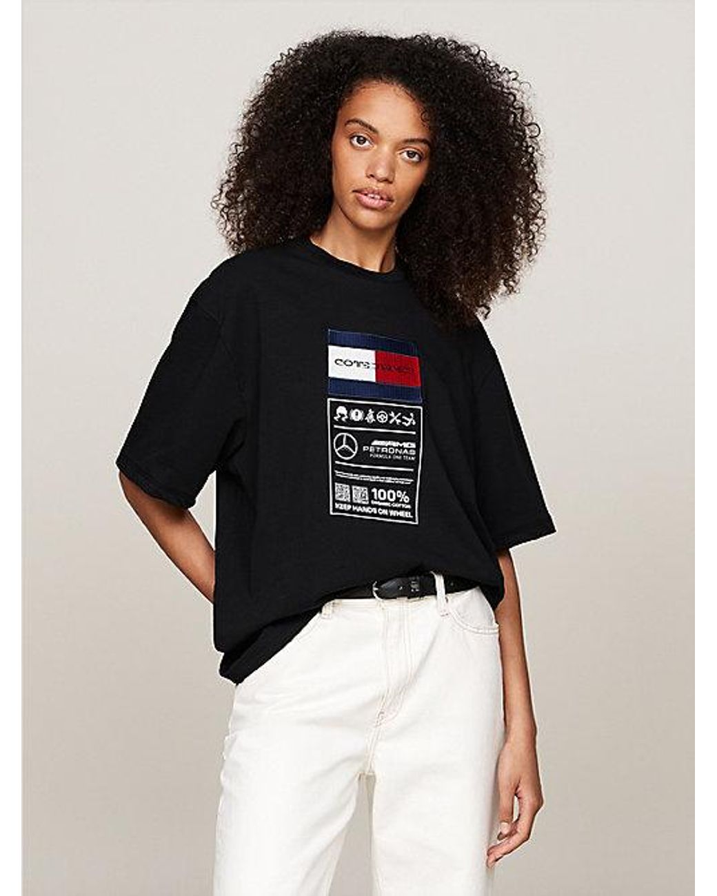 Tommy Hilfiger Tommy X Mercedes F1 X Cr T Shirt Mit Pflegeetikett Logo in Schwarz fur Herren Lyst DE