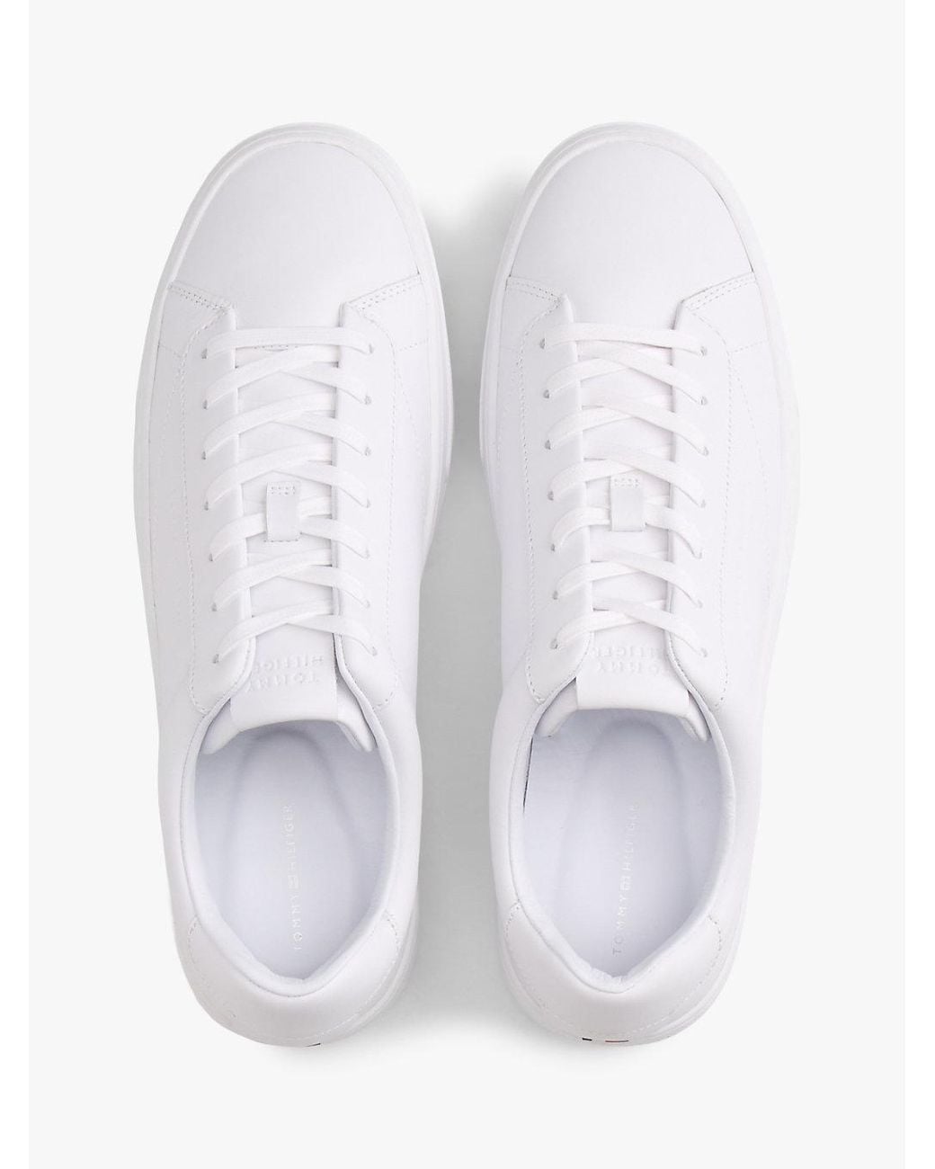 Tommy Hilfiger White Premium Leather Cupsole Trainers for men