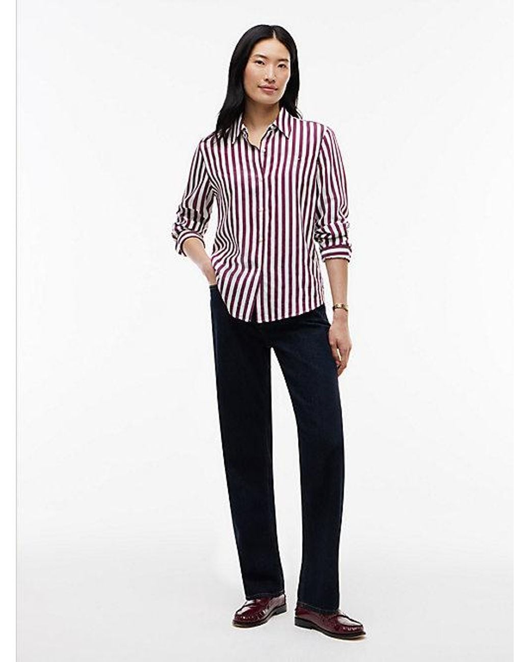 Tommy Hilfiger Red Regular Fit Stripe Shirt