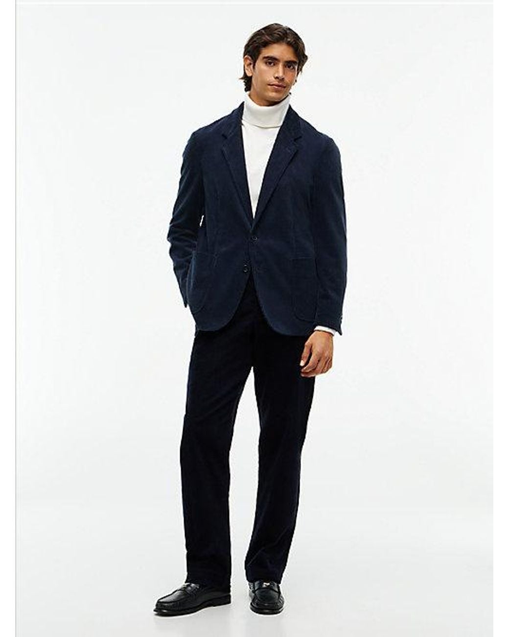 Tommy Hilfiger Blue Corduroy Regular Fit Single Breasted Blazer for men