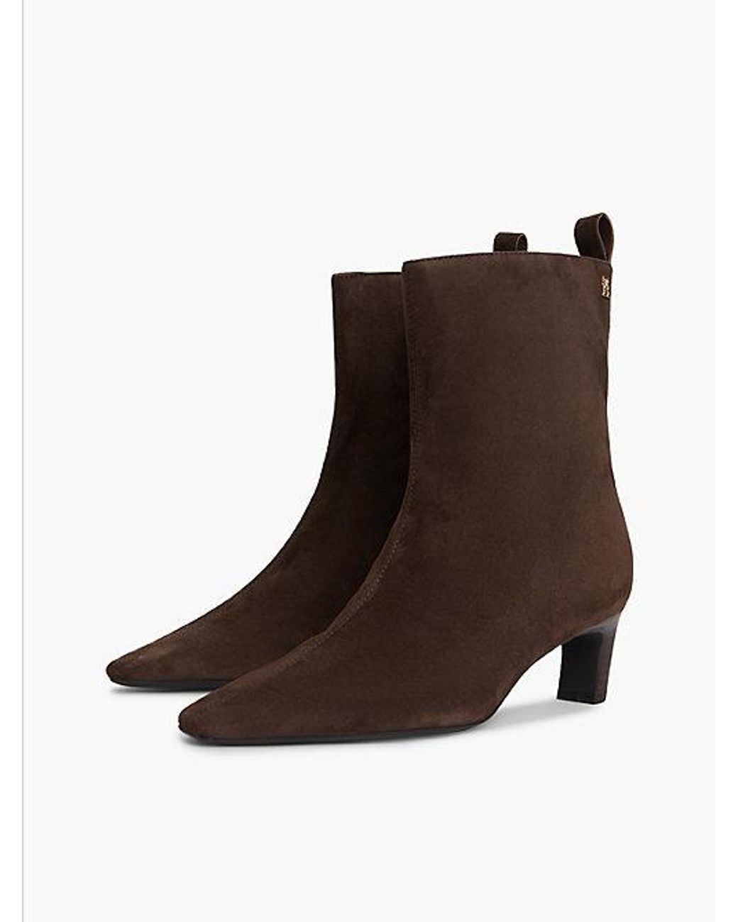 Tommy Hilfiger Brown Kitten Heel Suede Ankle Boots