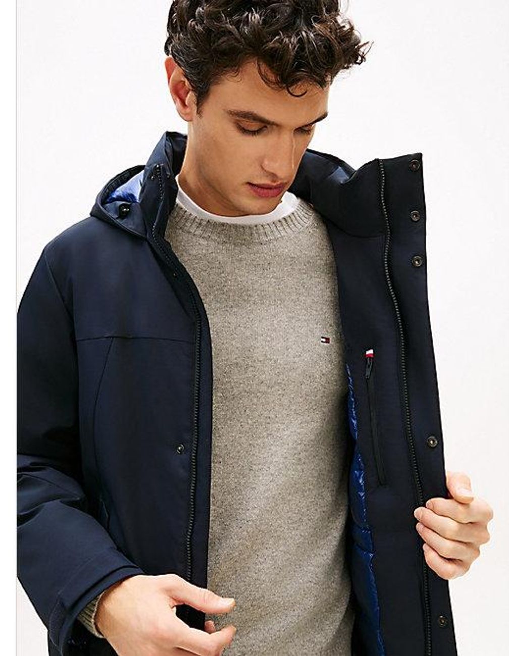 Tommy Hilfiger Blue Tech Water Repellent Thermal Padded Parka for men