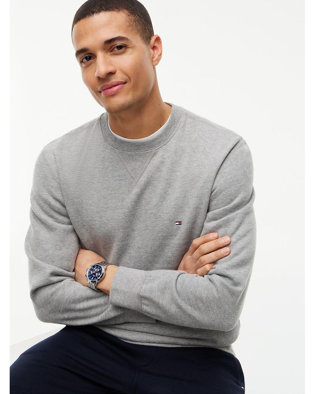 Tommy Hilfiger Gray Fleece Crew Neck Sweatshirt for men